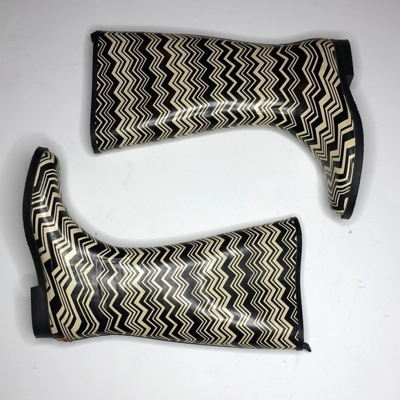 Missoni For Target Zig Zag Rainboots Black Cream 8 - Picture 1 of 9